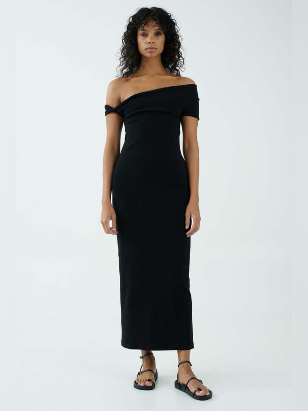 Third Form Black Off Shoulder Bodycon Evening Maxi Dress Size 6 NWT